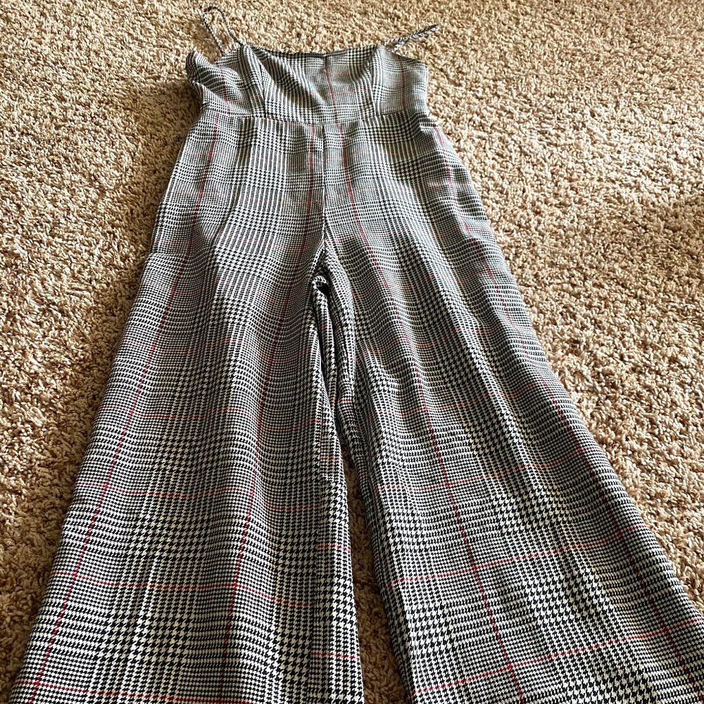 Red and Black Plaid Jumpsuit